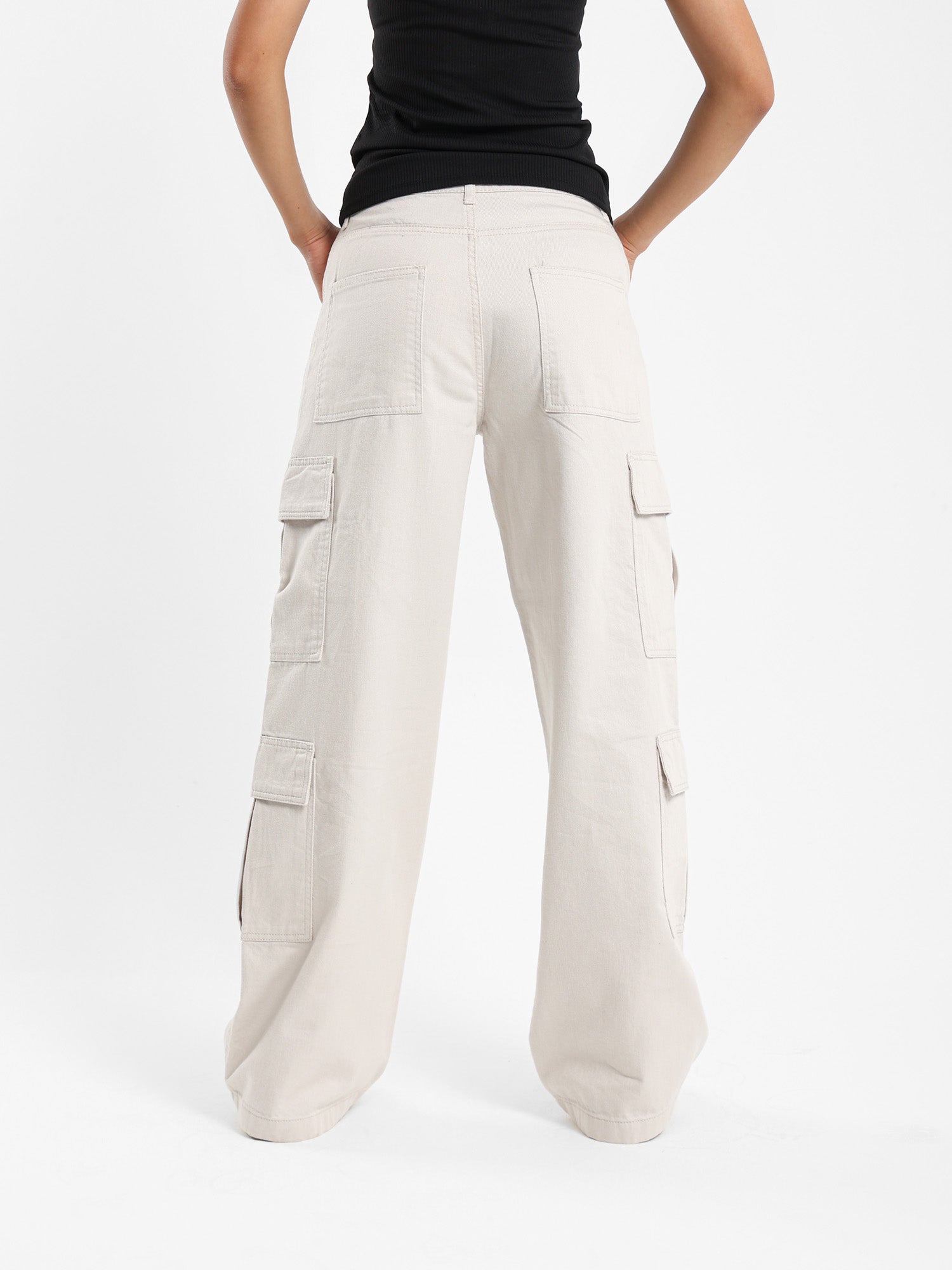 Wide Leg Cargo Gabardine Pants