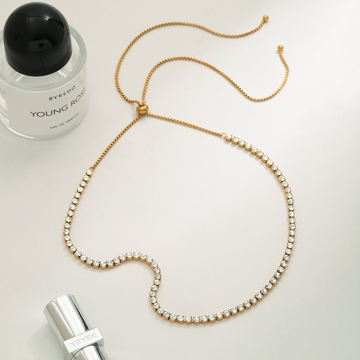 Stainless Steel Zircon Full Diamond Necklace Female Titanium Steel Clavicle Necklace Niche Short Jewelry