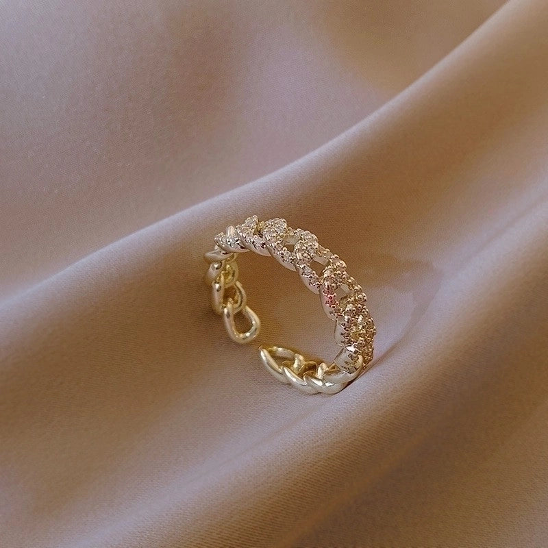 Fashion Rabbit Heart Shape Flower Copper Plating Inlay Shell Zircon Open Ring 1 Piece