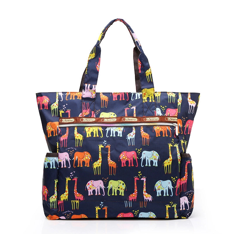Women's Large Oxford Cloth Printing Classic Style Square Zipper Shoulder Bag
