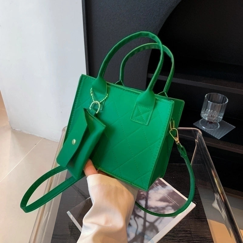 Women's All Seasons Pu Leather Solid Color Vintage Style Square Zipper Handbag