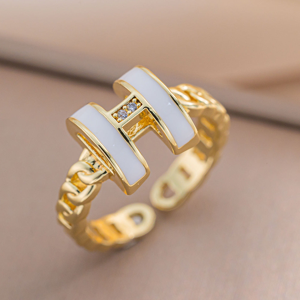 Sweet Fresh Personality Trend Black H Ring Hollow Bracelet