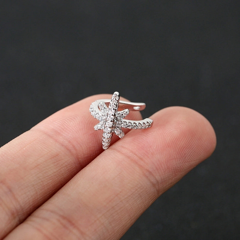 1 Piece IG Style Minimalist U Shape Star Inlay Copper Zircon Ear Cuffs