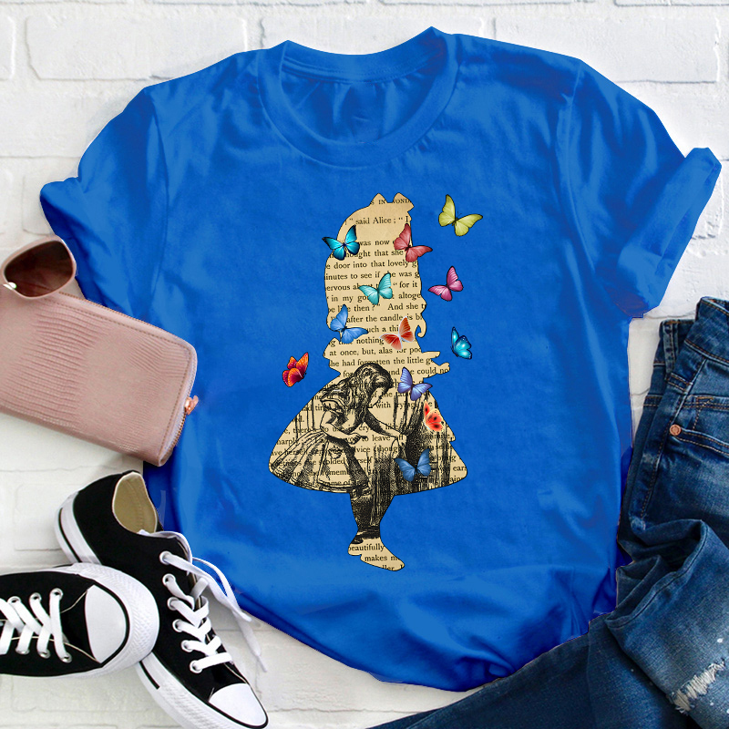 Vintage Wonderland Butterfly Teacher T-Shirt