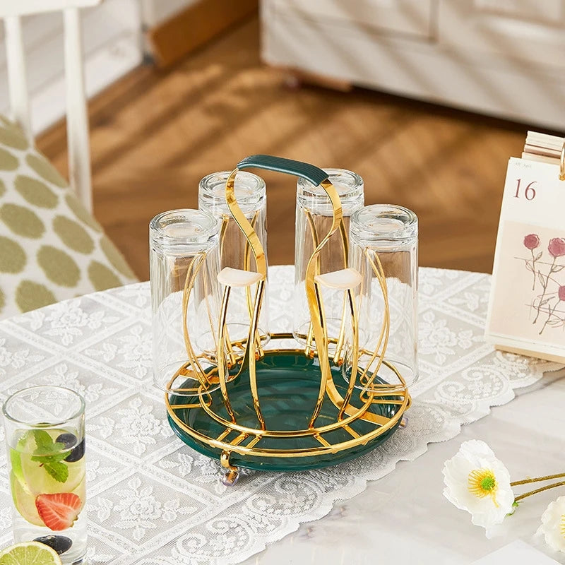 Golden Glass Stand With Drainage Rack
