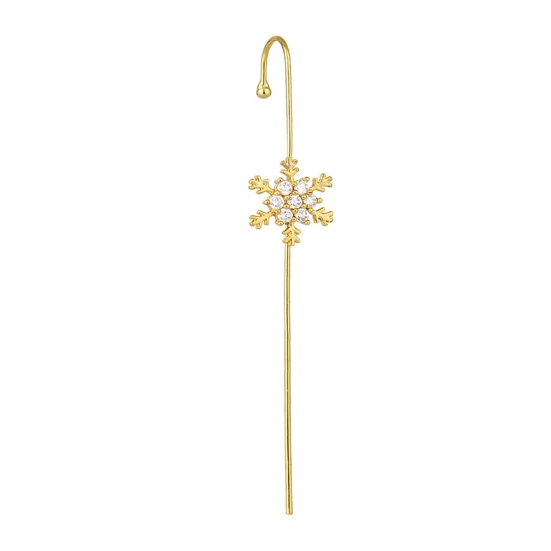 Cross-border Creative Piercing Jewelry Earrings Copper Inlaid Zircon Gold-plated Earrings Around Auricle Slash Ear Hanging