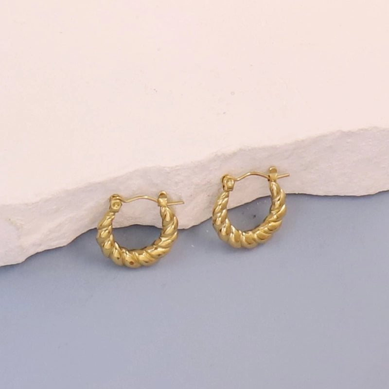 1 Pair Minimalist Pentagram Round Solid Color Plating 304 Stainless Steel 18K Gold Plated Earrings