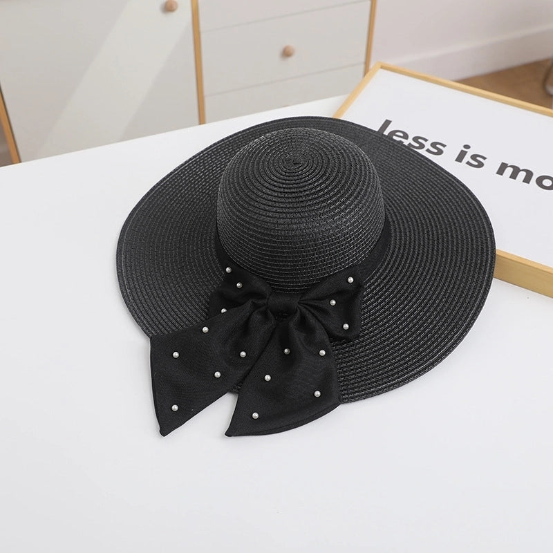 Women's Minimalist Classic Style Color Block Wide Eaves Straw Hat
