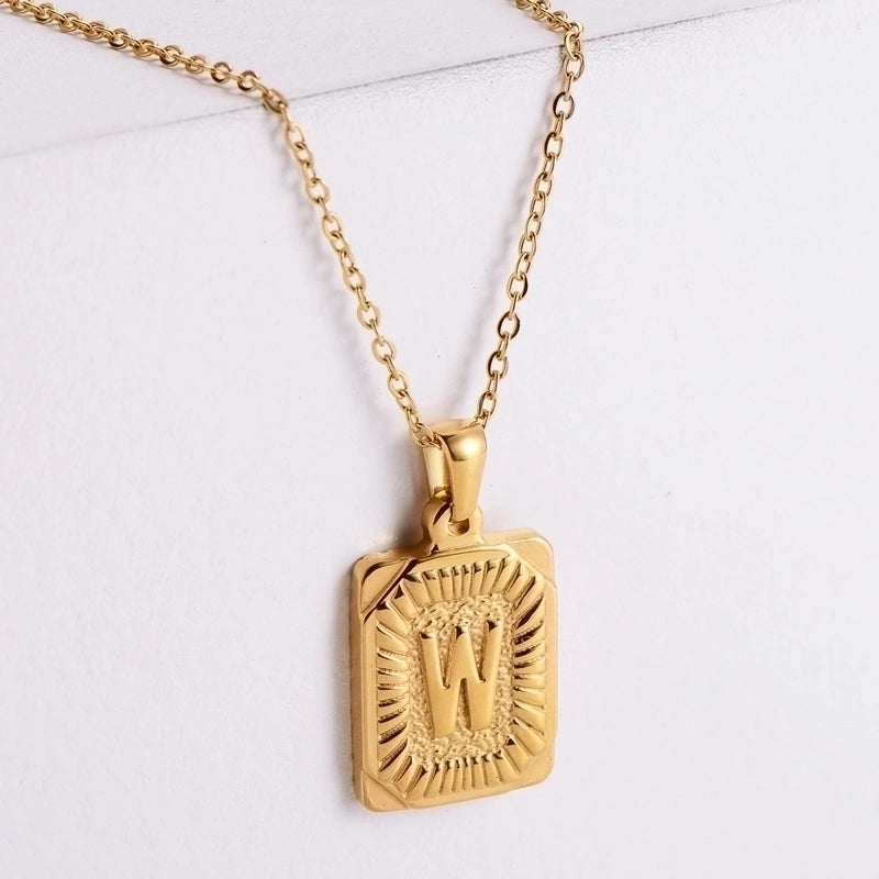 304 Stainless Steel 18K Gold Plated Minimalist Plating Letter No Inlaid Pendant Necklace