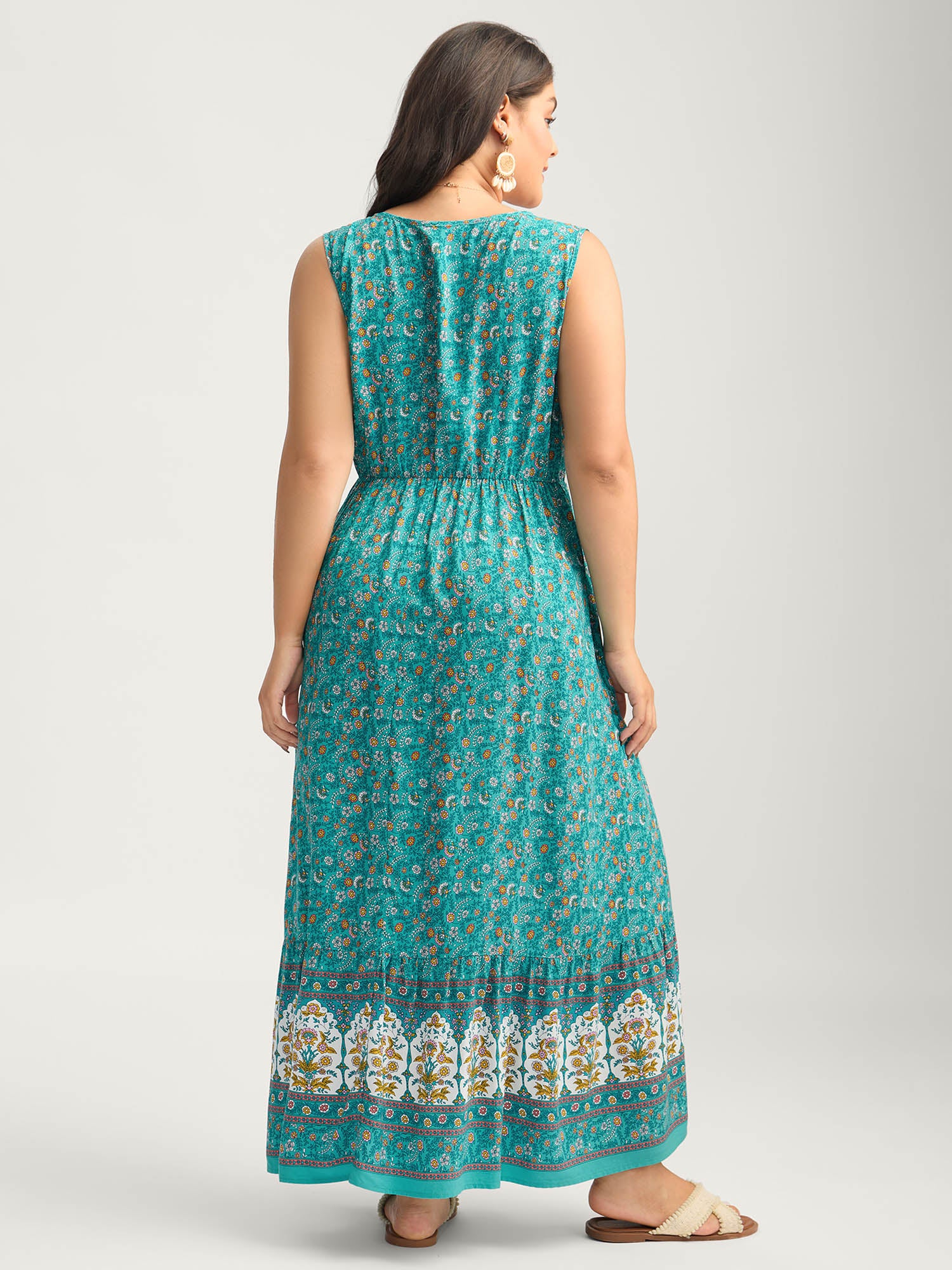 Rayon Neck Cut-Out Ties Midi Dress