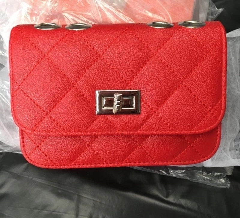 New Fashion Rhombic Chain Turn Lock Bag Chain Crossbody Bag Shoulder Bag