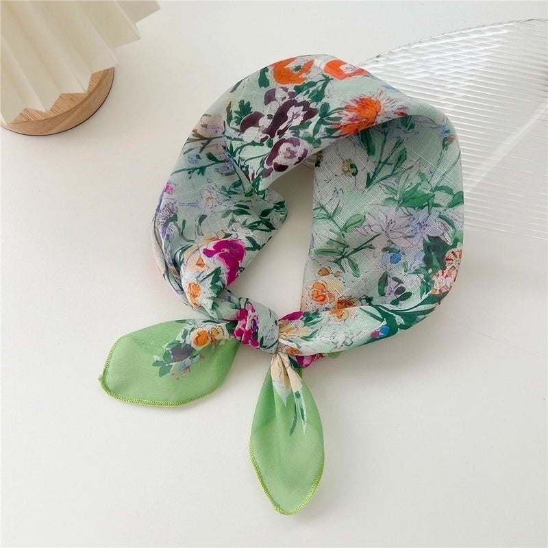 Women's Pastoral Flower Polyester Silk Scarf