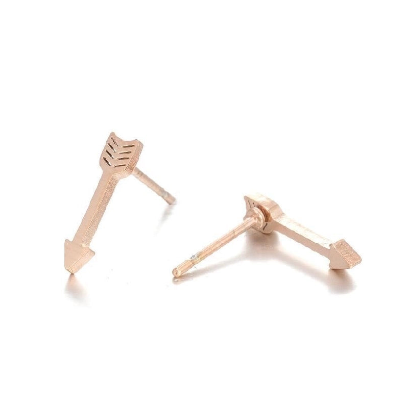 Minimalist Heart Shape Flower Stainless Steel Ear Studs 1 Pair