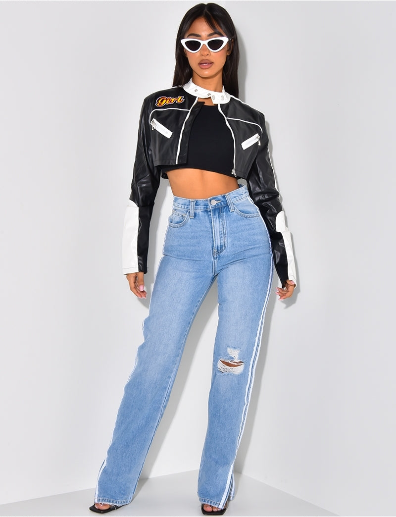 Lana long straight jeans met split