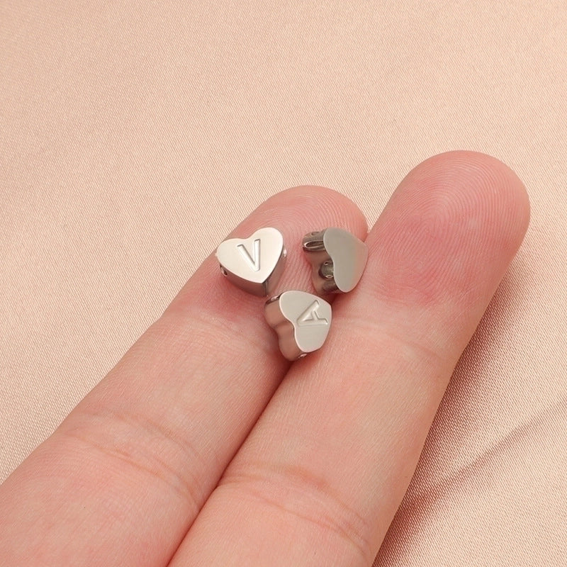 Stainless Steel Titanium Steel 18K Gold Plated Minimalist Letter Heart Shape None Pendant Necklace