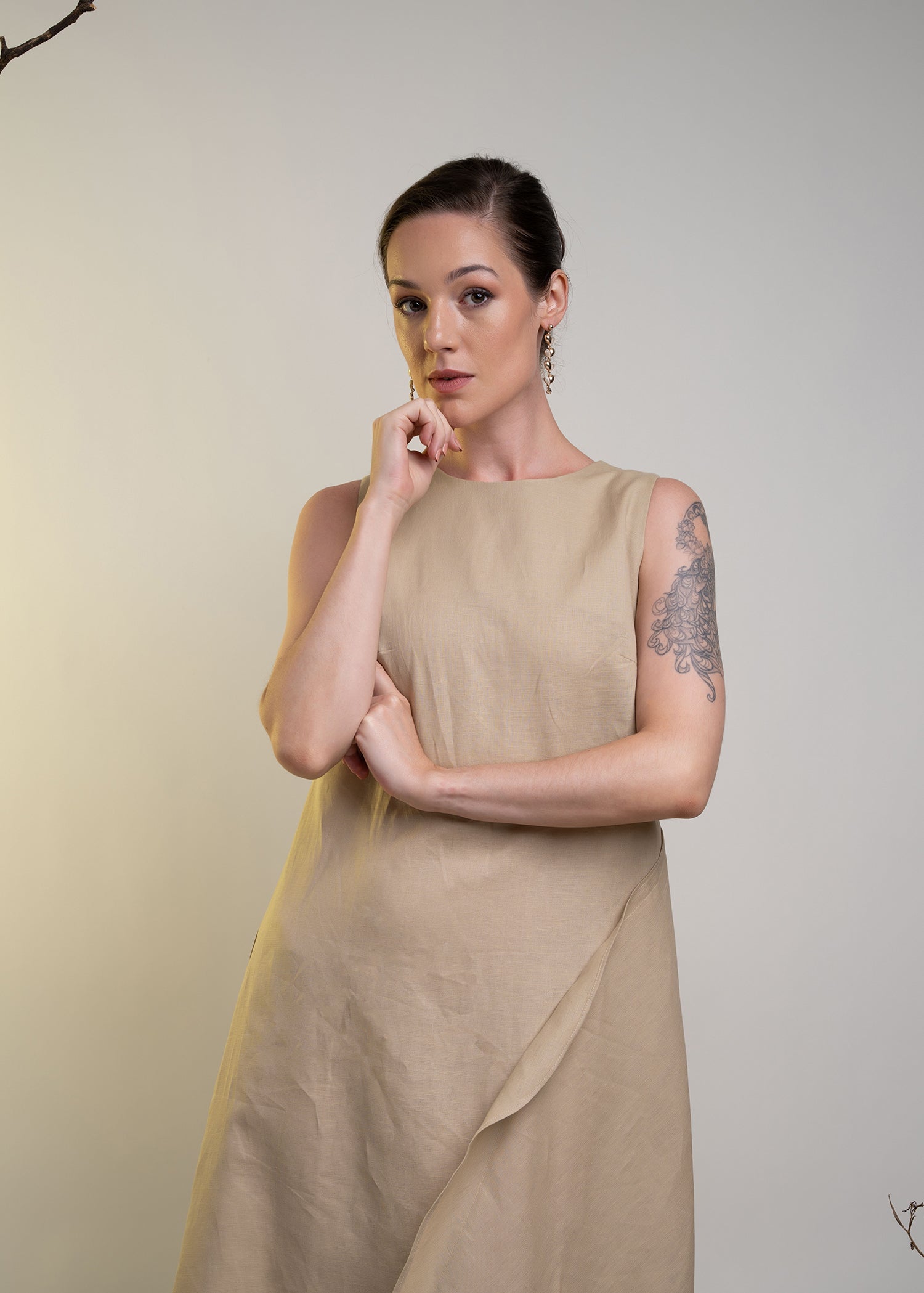 Sleeveless Round Neck Asymmetrical Hem Dress