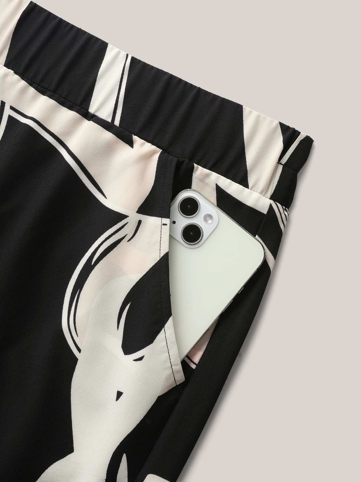 Abstract Pattern Wide-Leg Pockets Pants