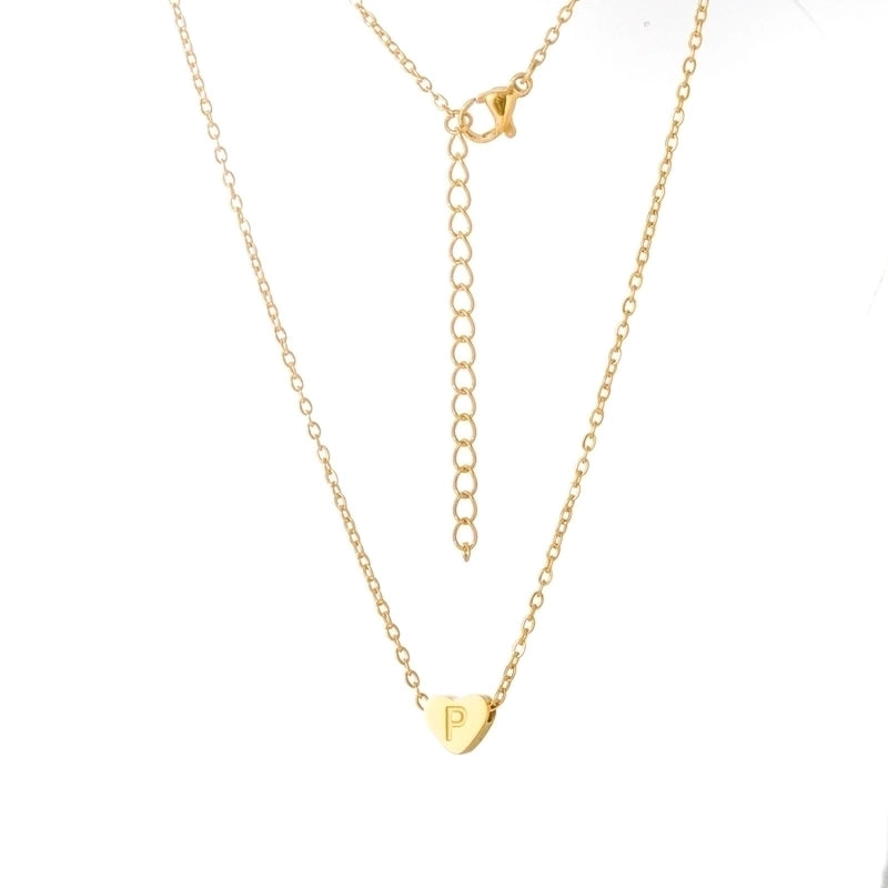 Stainless Steel Titanium Steel 18K Gold Plated Minimalist Letter Heart Shape None Pendant Necklace