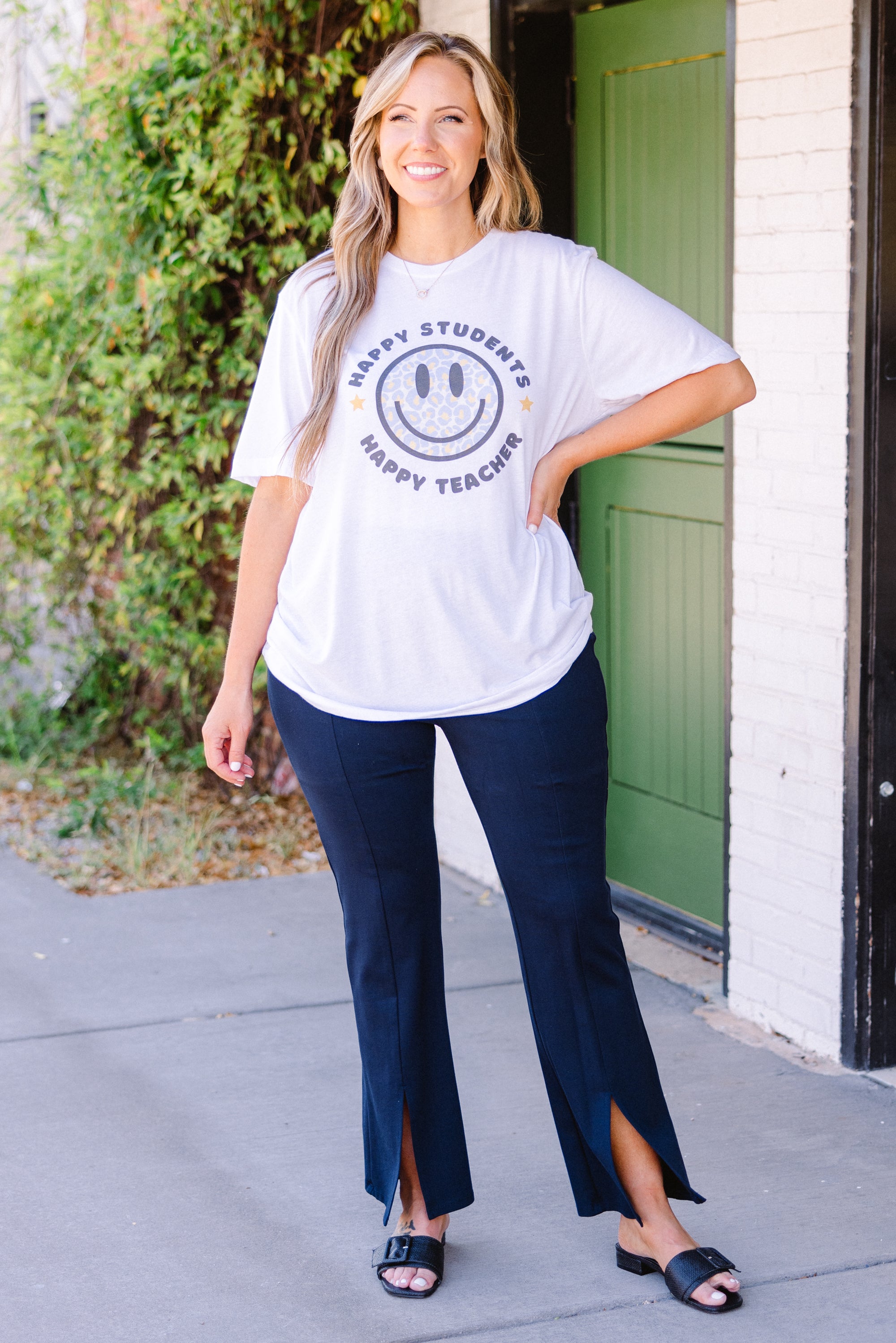 Happy Students Make Happy Teachers Tee. White