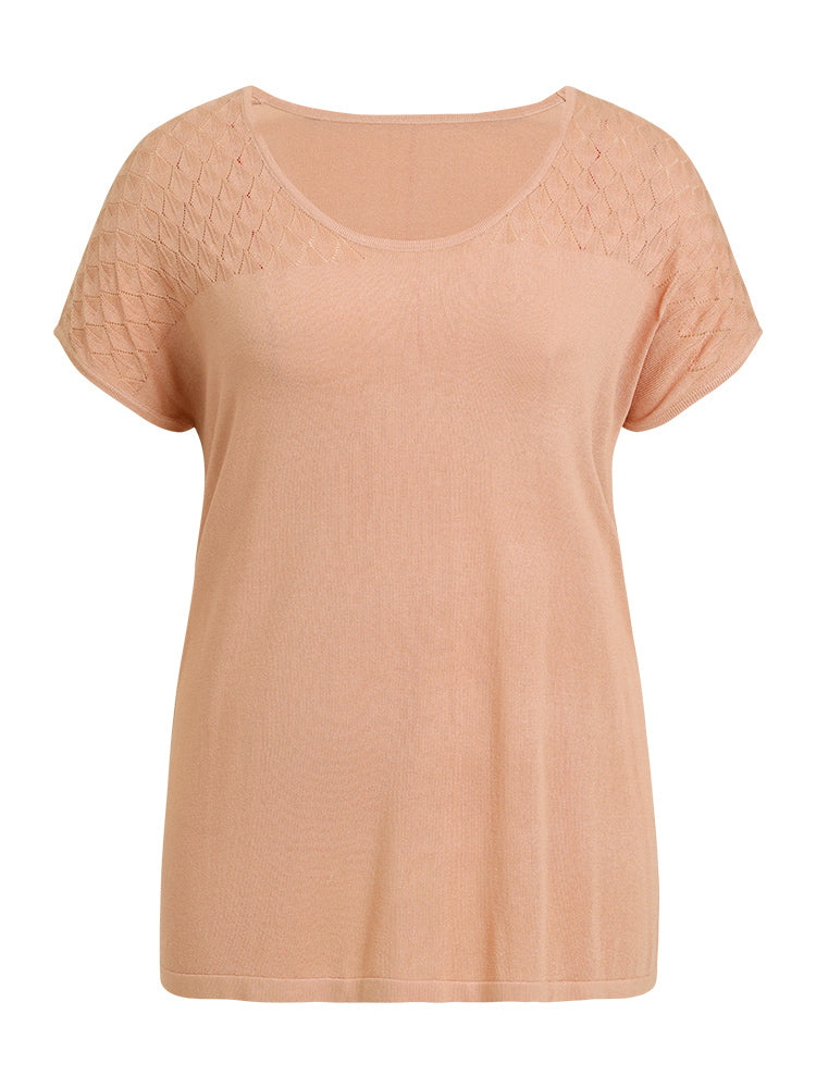 Supersoft Essentials Plain Patchwork Batwing Sleeve Scoop Neck Pullover