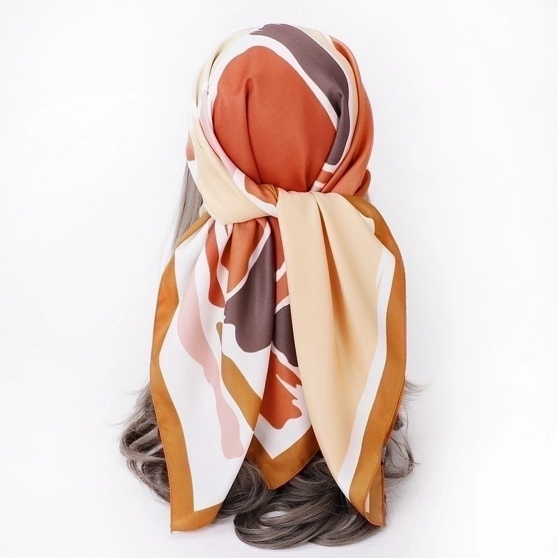 Women's Casual Color Block Twill Silk Scarf