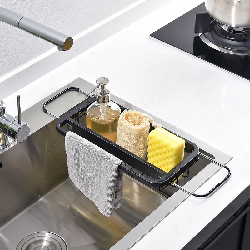 sus multifunctional black 201 stainless steel storage over the sink dish drying rack drainer for kitchen