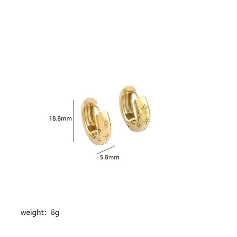 1 Pair Minimalist U Shape Round Plating Inlay Stainless Steel Pearl Zircon 18K Gold Plated Earrings