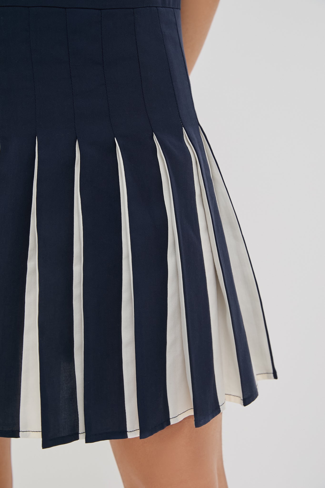 Navy Pleated Liza Dress