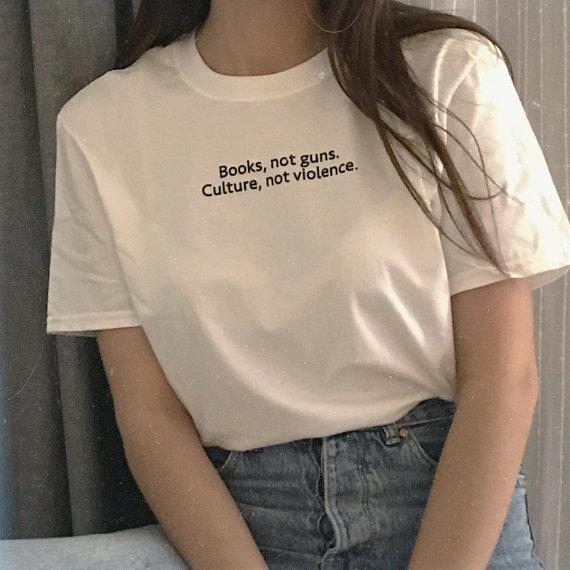 Books Not Guns Culture Not Violence  Tee