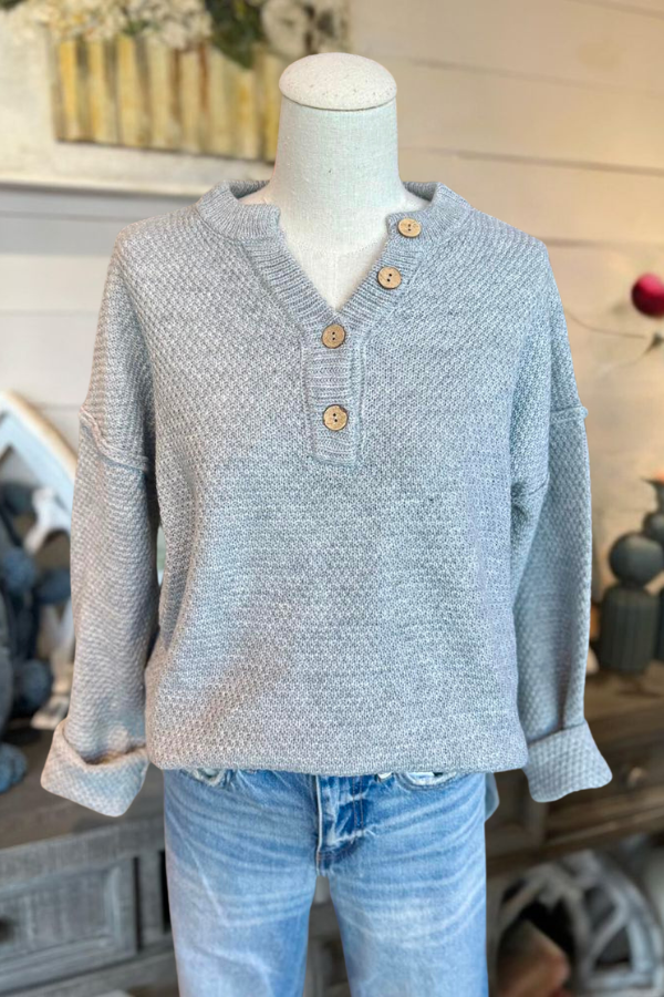 Basic Button Closure Sweater