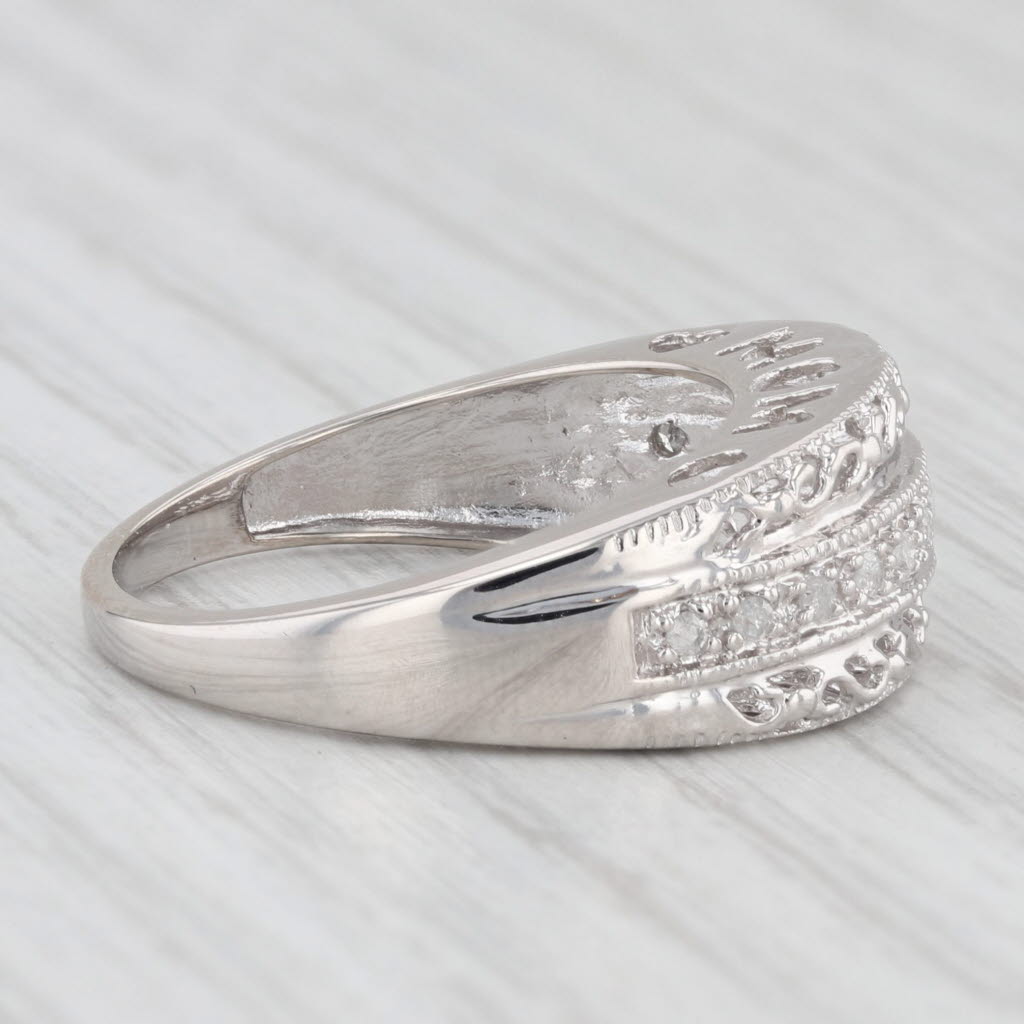 0.11ctw Diamond Mom Ring 10k White Gold Size 7 Band Gift Keepsake