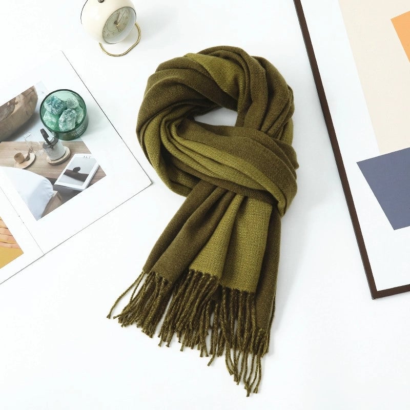 Cashmere Scarf Women's Winter Hot Imitation Cashmere Scarf Men's Shawl  Thickened Double-sided Wool Scarf