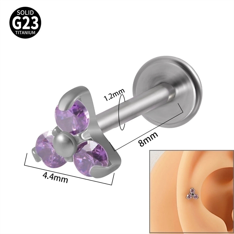1 Piece Ear Cartilage Rings & Studs Minimalist Flower G23 Titanium Synthetic Opal Zircon Plating Inlay Synthetic Opal Zircon