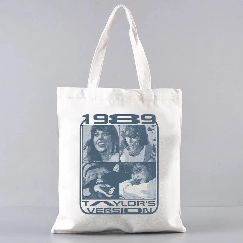 Women's Medium Canvas Human Letter Basic Classic Style Square Open Canvas Bag