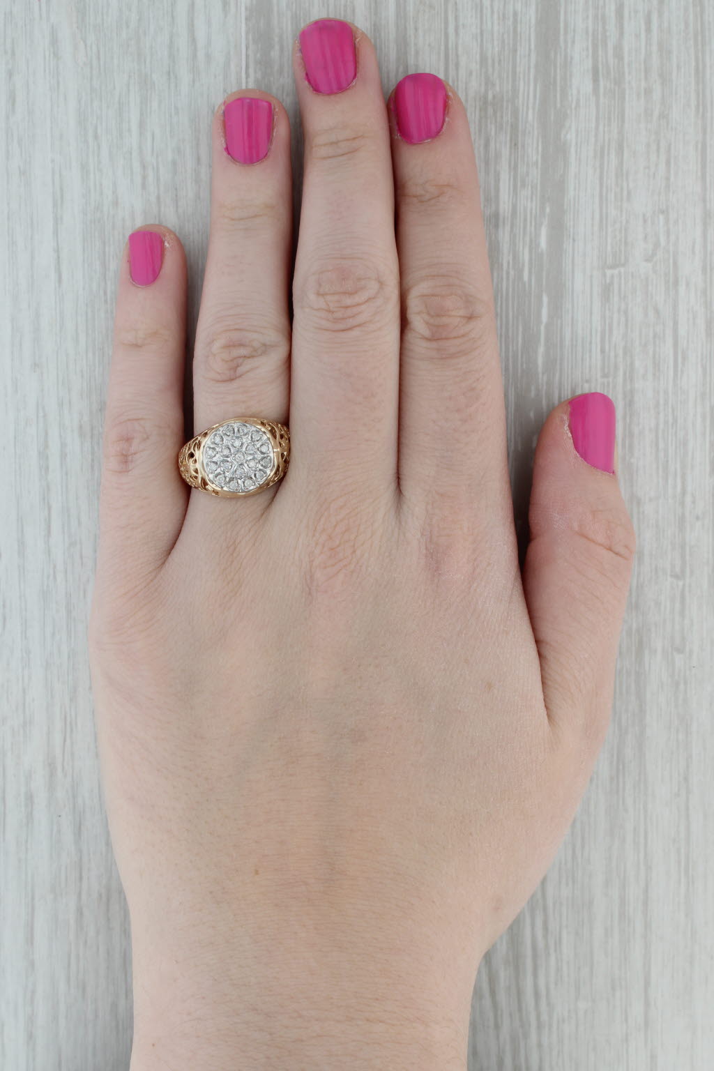 0.18ctw Diamond Cluster Men's Ring 10k Yellow Gold Size 10