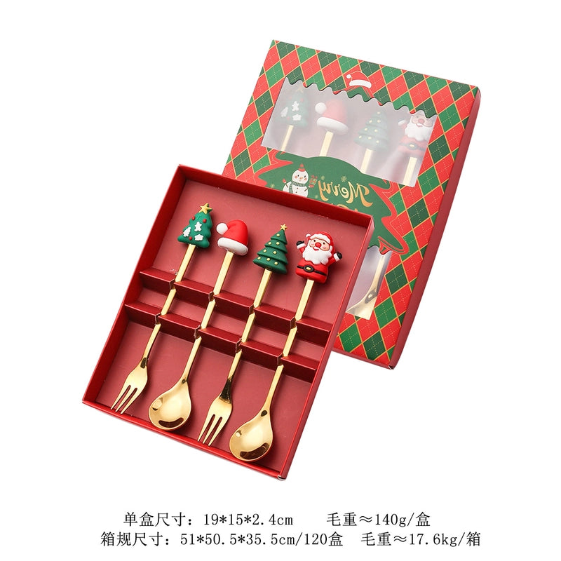 Christmas Cute Cartoon Stainless Steel Tableware 1 Set