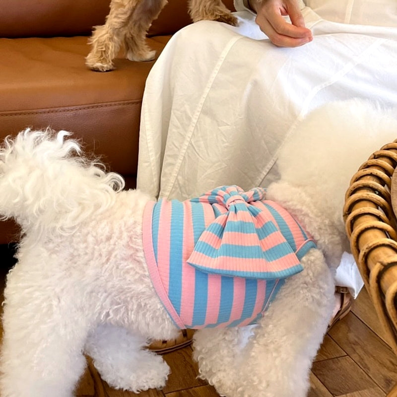 Striped Big Bow Sweet Dog Cat Vest