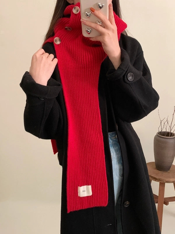 Women's Scarf Winter New Fashion Outer Pullover Scarf Women's Solid Color Collar Wool Knitted Shawl