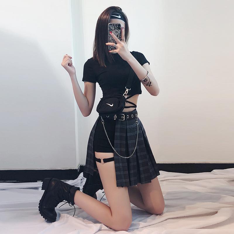 Hip Hop Irregular Stitching Plaid Skirt KF50514