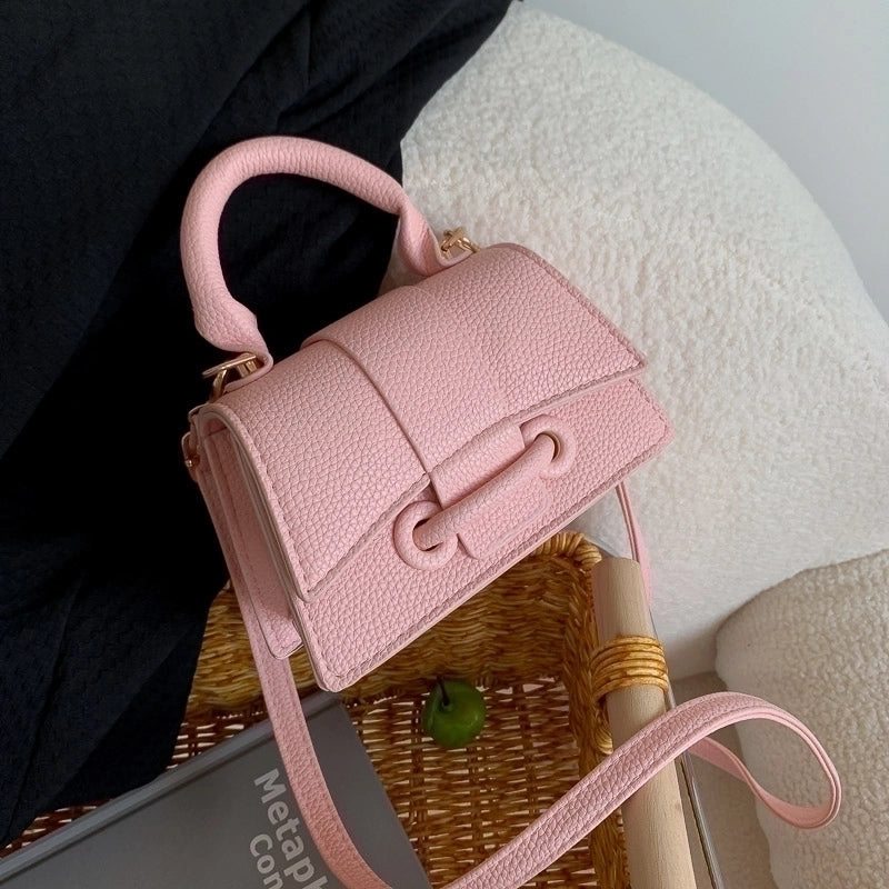 Women's All Seasons Pu Leather Solid Color Vintage Style Square Magnetic Buckle Handbag