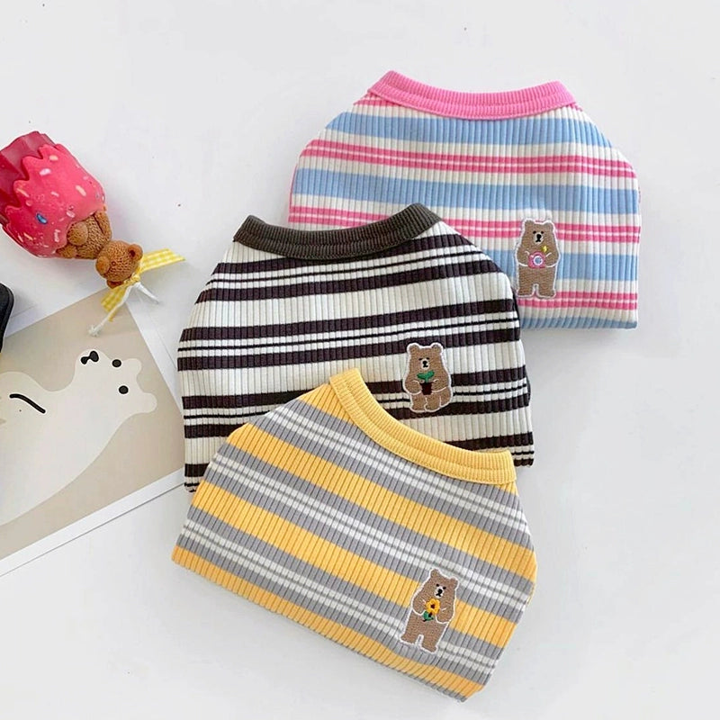 Contrast Color Striped Bear Dog Cat Vest