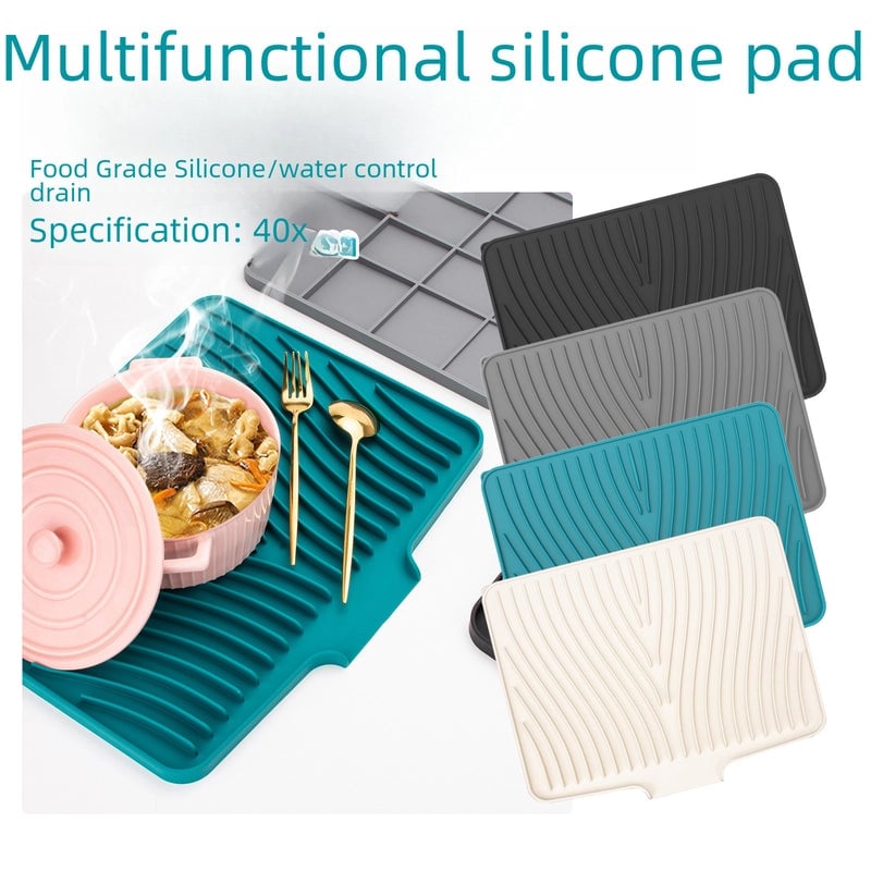 New Silicone Diversion Opening Slope Draining Mat Simple Bowl Dish Drying Filter Mat Heat Insulation