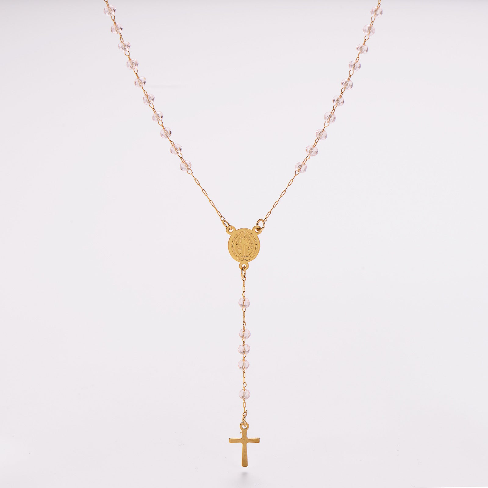 Aml Retro Niche Personality Portrait Oval Brand Design Tassel Cross Pendant Stainless Steel Sweater Chain