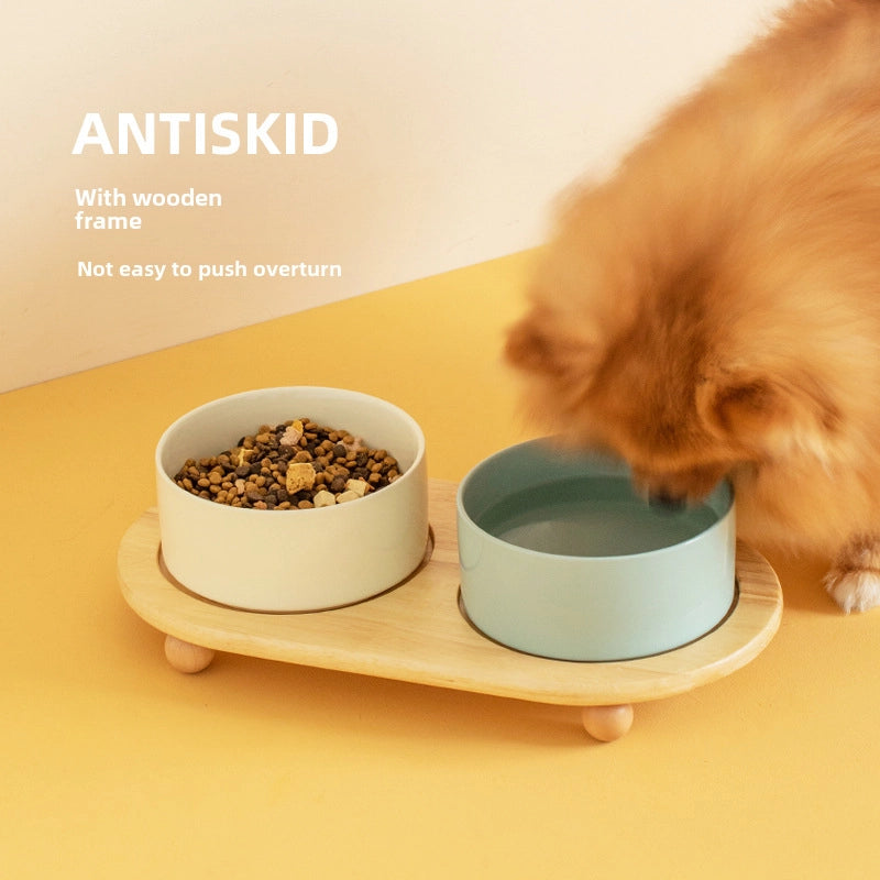 Ceramic Cat Bowl Dog Food Bowl Cat Food Bowl Dog Bowl Dog Bowl Drinking Bowl Double Bowl Cervical Protection Pet Bowl Supplies