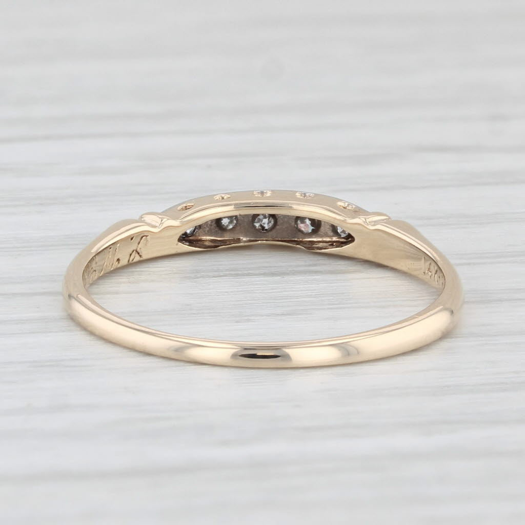 Vintage Diamond Wedding Band 14k Yellow Gold Palladium Size 6.25 Stackable Ring