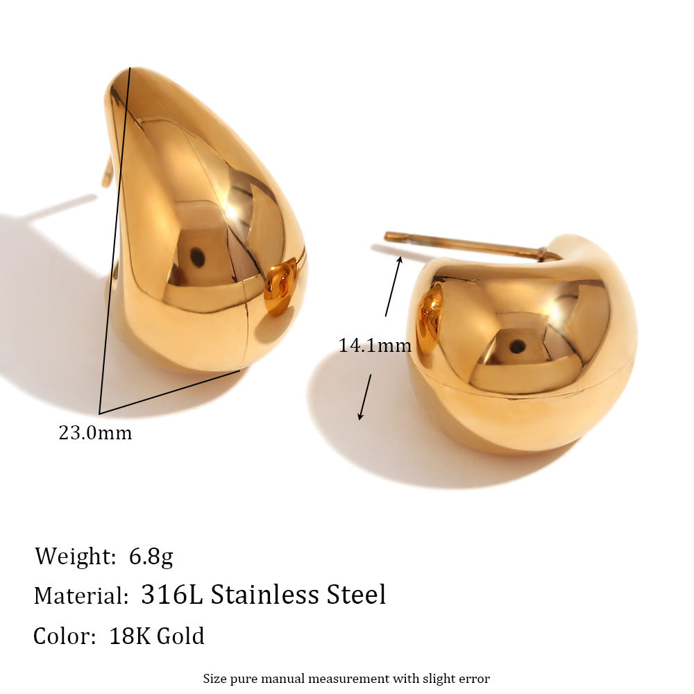 Fashion Circle Geometric Stainless Steel 18K Gold Plated Earrings