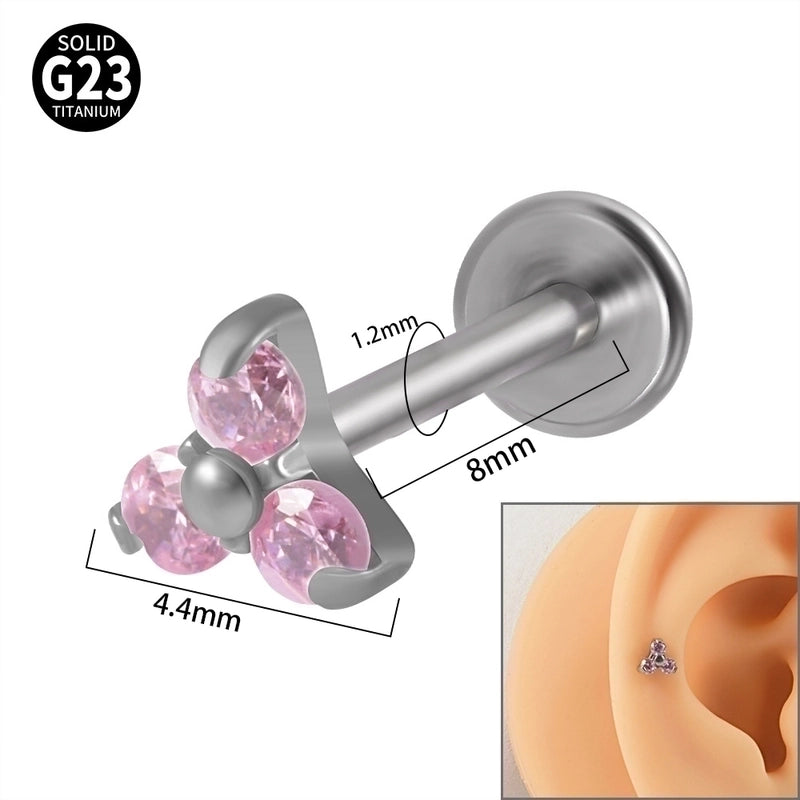 1 Piece Ear Cartilage Rings & Studs Minimalist Flower G23 Titanium Synthetic Opal Zircon Plating Inlay Synthetic Opal Zircon