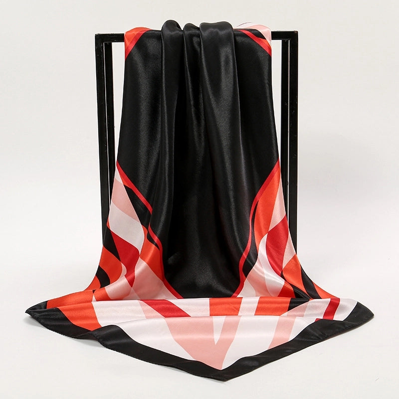 Unisex Streetwear Stripe Cashew Nuts Flower Satin Printing Silk Scarf