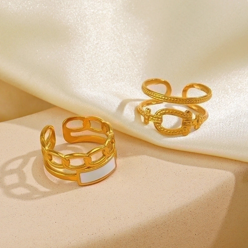 304 Stainless Steel 18K Gold Plated IG Style Plating Cross Open Rings