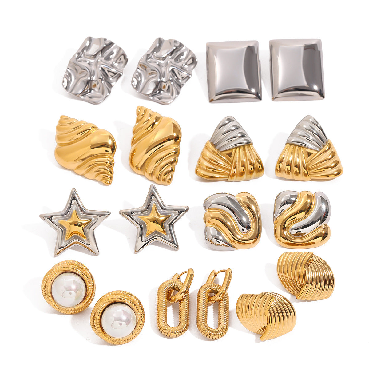 Jie Ding Stainless Steel Pearl Earrings Star Earrings Titanium Steel Earrings Earrings